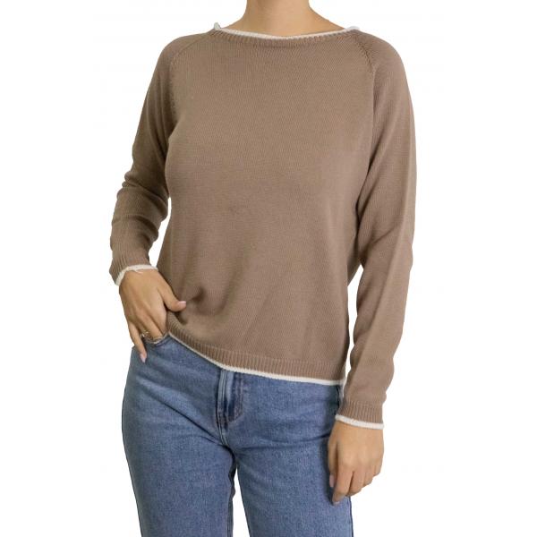 Maglioncino con bordi con contrasto di colore in cotone 